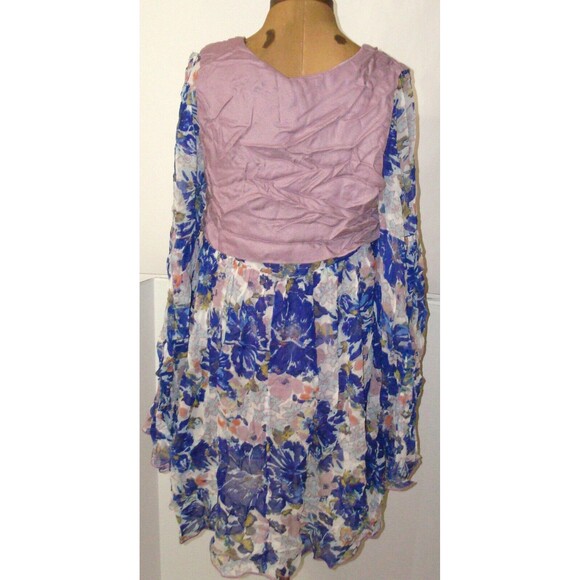 New S Womens NWT Free People Alice Vested Dress Floral Ivory Combo $148 Purple - Picture 3 of 11